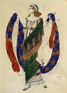 「クレオパトラ」のダンサーの衣装デザイン、1910 作： Leon Bakst