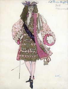 チャイコフスキーのバレエ「眠れる森の美女」の衣装デザイン - Bakst, Leon (1866-1924) - 1921 - 水彩、ガッシュ、紙 - 28x21 - 個人蔵 作： Leon Bakst