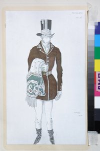 ロベルト・シューマンによるバレエ・レ・パピヨンの衣装 - レオン・バクストの作品（1866-1924）、リトグラフ1912 - （ロベルト・シューマンによるバレエ・レ・パピヨンの衣装デザイン、レオン・バクスト、カラーリトグラフ 作： Leon Bakst