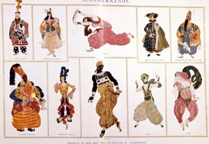 ニコライ・リムスキー・コルサコフ（リムスキー・コルサコフ）（1844-1908）作、レオ・バクスト演出の「シェヘラザード」の衣装。