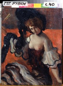 レストランで、黒服の女性 作： Leon Bakst