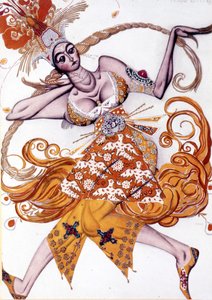 1910年6月、パリ・オペラ座で行われたイーゴリ・ストラヴィンスキーの「火の鳥」の衣装を担当したレオン・バクスト 作： Leon Bakst