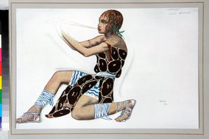 レオン・バクスト（1866-1924）がニコラス・チェレプニン（1873-1945）のバレエ「ナルシス」のためにデザインした衣装「ナルシス」 作： Leon Bakst