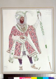 ロシア・バレエ団-C・ミシェル・フォキーン演出「青の神」のために描かれた衣装 作： Leon Bakst