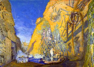 ルデューブルーザブルーゴッド、1911年のバレエラッセ制作のセットデザイン 作： Leon Bakst