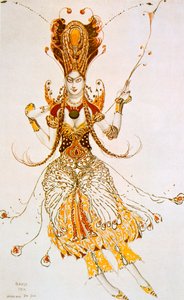 火の鳥、ストラビンスキーバレエの衣装デザイン、火の鳥、1910 作： Leon Bakst
