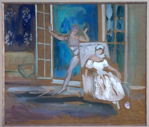 ヴァスラフ・ニジンスキー（1889-1950）とタマラ・カルサヴィナ（1885-1978）によるバレエ「薔薇の亡霊」の撮影風景。 作： Leon Bakst