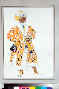 ミシェル・フォーキンによるロシアのバレエ「青い神」のための「若いラージャ」の衣装 作： Leon Bakst