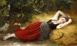 農民の少女、眠る、1874 作： Leon Bazile Perrault