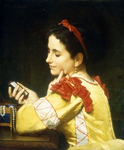 手鏡を見る婦人、1868 作： Leon Bazile Perrault