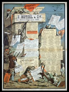 1883年12月、ルモンドイルストルの出版社ヘッツェルの広告 作： Leon Becker