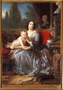 ガリエラ公爵夫人マリア（マリア）・ブリニョーレ・セール（ブリニョーレ・セール）・デ・フェラーリ（1811-1888）と息子フィリッポの肖像 レオン・コニエ（1794-1880）の絵画 1856年 パラッツォ・ロッソ、ガレリア、ゲネス 作： Léon Cogniet