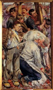 社会的リアリズム：「労働者の時代」 レオン・アンリ・フレデリック（1856-1940）（ec.belg）による三連作の左部分 1897 Sun.1,63x0,94 m パリ、オルセー美術館 作： Leon Henri Marie Frederic