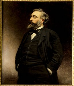 レオン・ガンベッタ（1838〜1882年）の肖像 フランスの政治家 レオン・ジョセフ・ボナ（1833〜1922年）の絵画（h s/t 1.15 x 1）。- レオン・ガンベッタ（1838年〜1882年）の肖像 フランスの政治家。レオン・ジョセフ・ボナ（1833〜1922）作の絵画。ヴェルサイユの城の博物館 作： Leon Joseph Florentin Bonnat