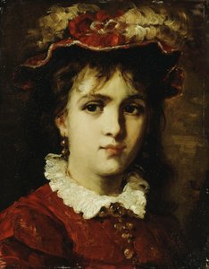 若い女の子の肖像画、1876 作： Leon Joseph Florentin Bonnat