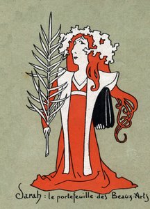 Henriette Rosine Bernard dit Sarah Bernhardt (1844-1923) による漫画、ファイン アーツのポートフォリオとして - Leon Lebegue (1863-1944) によるイラスト - 「Le sun-du-dimanche」に彫刻 作： Leon Lebegue