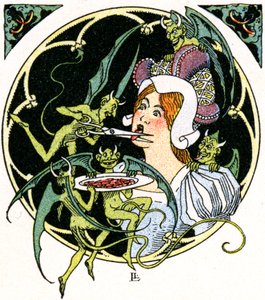悪魔が女の舌を切り取る 作： Leon Lebegue