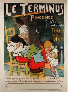 Le Terminus pince-nez」の宣伝ポスター。 作： Leon Sandis