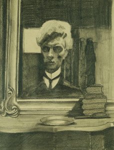 自画像; Autoportrait、1907年頃（バフ紙に木炭とクレヨン） 作： Leon Spilliaert