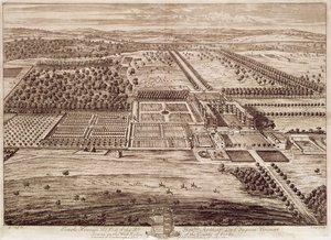 ヤン・キップ（c.1652-1722）1702（彫刻）によって刻まれた東からのテンプルニューサムハウスの展望 作： Leonard (after) Knyff