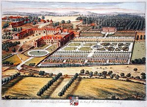 ヨハネス・キップ(c.1652-1722)が彫ったサウサンプトン郡のサウスウィック(エングレーヴィング) 作： Leonard (after) Knyff