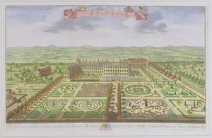 女王陛下のケンジントンの王宮、「ロンドンの調査」からヨハネスキップ（c.1652-1722）、1730（色の彫刻）によって彫刻 作： Leonard Knyff