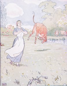 ここで彼は赤牛の中で叫んだ母親 作： Leonard Leslie Brooke