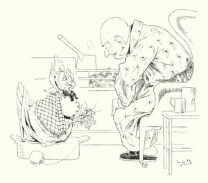 今まで見たこともないような可愛い雌鶏を飼っていました（彫刻 作： Leonard Leslie Brooke