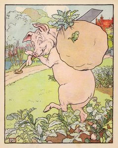 三匹のこぶた』の挿絵（カラーリトグラフ） 作： Leonard Leslie Brooke