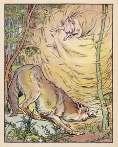 三匹のこぶた』の挿絵（カラーリトグラフ） 作： Leonard Leslie Brooke