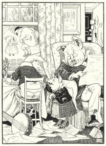 5匹の豚（彫刻 作： Leonard Leslie Brooke