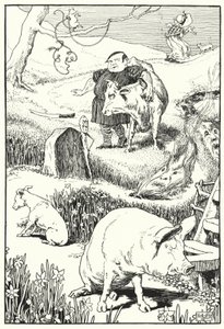 老婆と豚(彫刻) 作： Leonard Leslie Brooke