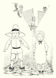 路地には少年と少女が住んでいました（彫刻 作： Leonard Leslie Brooke