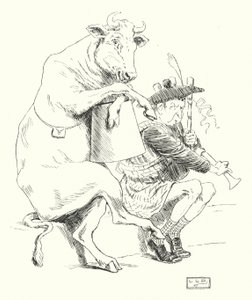 パイパーがいた、彼は牛を飼っていた (エングレービング) 作： Leonard Leslie Brooke