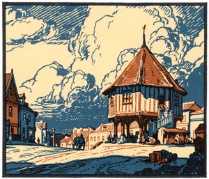 マーケット クロス、ウィモンダム、ノーフォーク、20 世紀初頭。 作： Leonard Russell Squirrell