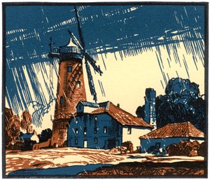 ブラックボロー、キングズ リン、ノーフォークのオールド ミル、20 世紀初頭。 作： Leonard Russell Squirrell
