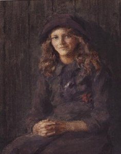 モーヴ色の帽子をかぶった少女 1918年頃（水彩画） 作： Leonard Skeats