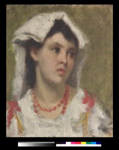 Ciociariaからの若い女性の肖像画、1877 作： Leonardo Bazzaro