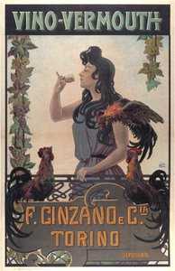 ヴィノ・ヴェルモットの広告、1900年頃（プリント） 作： Leonardo Roda