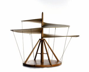 レオナルド・ダ・ヴィンチ(Leonardo da Vinci)の図面から作られたエアスクリューの模型、飛行機械、ヘリコプターの祖先 - レオナルド・ダ・ヴィンチ科学技術博物館(ミラノ) 作： Leonardo da (after) Vinci