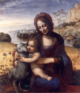 子羊を連れたマドンナと子供 作： Leonardo da (manner of) Vinci