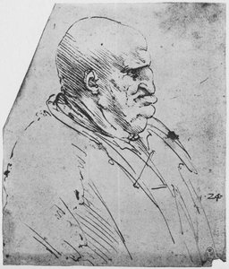 右の男のグロテスクなプロフィール、c1480 1945 作： Leonardo da Vinci