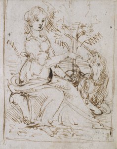 ユニコーンを持つ乙女、1470 年代後半 作： レオナルド・ダ・ヴィンチ