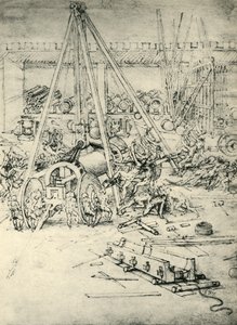 兵器庫、c1485-1490、1943年のシーン。 作： Leonardo da Vinci