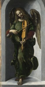 ヴィエルと緑の天使、c。 1490年～1499年 作： Leonardo da Vinci,