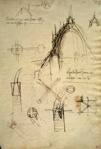 ミラノのドゥオモの建築詳細とクーポラの断面図、コード・トリブルジアヌスのf41 作： Leonardo da Vinci