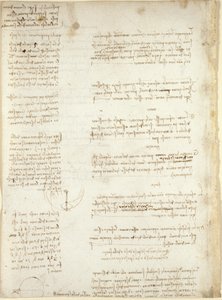 Arundel 263、f.151v、「Codex Arundel」のメモと概略図 (紙にペンとインク) 作： Leonardo da Vinci