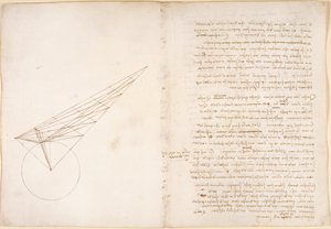 Arundel 263, f.46v, f.57 「Codex Arundel」からの Alhazen の問題に関する光学の図 (紙にペンとインク) 作： Leonardo da Vinci