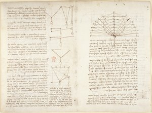 Arundel 263、f.5v、f.10v 力学に関するメモと図 作： Leonardo da Vinci