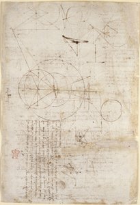 Arundel 263、f.95v Alhazen の問題に関する光学に関するメモと図。 「Codex Arundel」からの格子構造を表す 2 つのスケッチ、c.1506-08 (紙にペンとインク) 作： Leonardo da Vinci